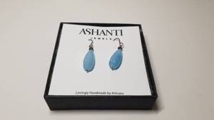 lot 5226 image: Aqua Jade Gemstone Silver Handmade Earrings