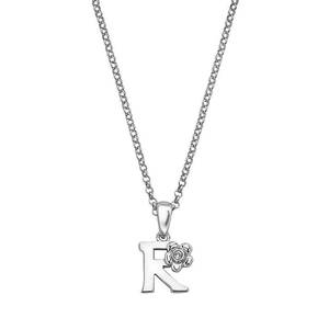 lot 5242 image: Little Diva Diamonds Girls 925 Sterling Silver .01ct TDW Diamond Accent Initial Pendant w Chain-