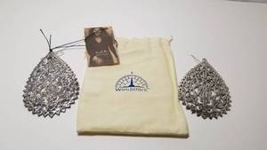 lot 5251 image: Handmade Electroform Silver Overlay Oriental XL Teardrop Earrings (Israel)