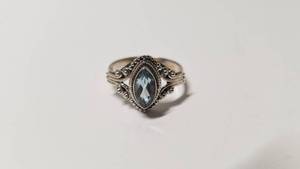 lot 5252 image: Handmade Sterling Silver Morning Luxury Blue Topaz Ring (India)