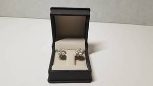 lot 5259 image: DaVonna 14k White Gold Cultured Pearl Flower Stud Earrings (4-5 mm)- Retail$325.49