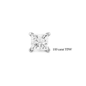 lot 5280 image: Montebello 14k White Gold Princess Single Diamond Stud Earring (H-I, I2-I3)- Retail$131.49