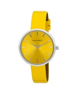 lot 5291 image: Laura Ashley Womens Silver Round Case with Yellow Strap Watch