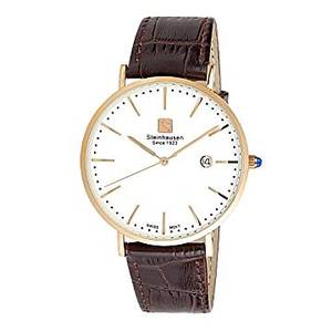 lot 5292 image: Steinhausen Mens S0522 Classic Burgdorf Swiss Quartz Stainless Steel Watch with Brown Leather Band- Retail$86.49
