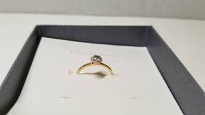 lot 5300 image: 14k Yellow Gold Ring with 0.17ct Round Green Amethyst and 0.04ct Round White Diamonds- Retail$187.99