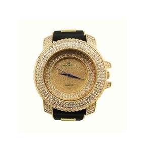 lot 5200 image: Hip Hop Gold Iced Out Mens Rubber Watch - 7973 RuGold