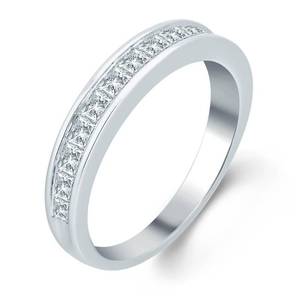 lot 5216 image: Divina 10KT Gold 1ct TDW Princess-Cut Diamond Wedding Band- Retail$379.99