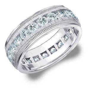 lot 5243 image: Mens Eternity Ring, 3CT Lab Grown Wedding Ring for Men with Satin Finish, E-FVS- Retail$2514.48