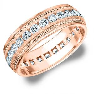 lot 5272 image: Mens Eternity Ring, 2CT Lab Grown Wedding Ring for Men with Satin Finish, E-FVS- Retail$2285.48