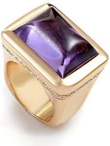 lot 5297 image: Italian Collection 18K Rose Gold Amethyst & Diamond Ring 18056001- Retail$1913.99