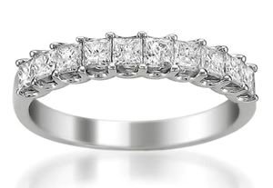 lot 5171 image: Montebello Platinum 1ct TDW Princess-cut White Diamond Wedding Band- Retail$2024.99