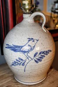 lot 1453 image: Large Vintage Glazed Stoneware Jug Lamp