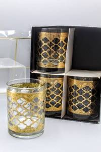 lot 1460 image: Vintage Dorothy Thorpe Gifts Valencia Gold Barware Cocktail Glasses Gift Set of (4)