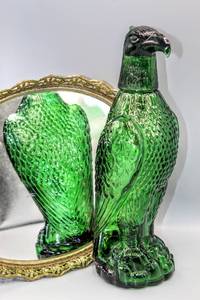 lot 1492 image: Vintage Eagle Decanter Eagle Shaped Bottle Amber American Bald Eagle Liquor Bottle Green Colored Bottle Vintage Barware Mid Century Modern
