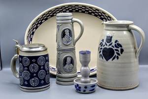 lot 28 image: Gorgeous Glazed Stoneware & Pottery (5) Piece Lot