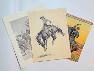 lot 1601 image: Frederic Remington Art Print Lot, Cutting Out a Steer and A Sunfisher