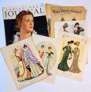 lot 1607 image: 1935 Ladies Home Journal July, 1897 The Young Ladies Journal Album Page, 1899-1902 The Delineator Fashion Pages & 1884 Sheet Music