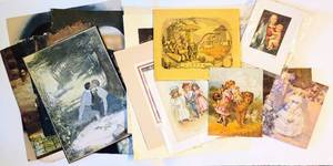 lot 1609 image: VintageAntique Art Lot 17 Pieces - Variety of Subjects and Mediums