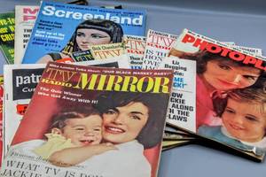 lot 1554 image: Ephemera 1950s-60s featuring Jackie O and Elizabeth Taylor among other celebrities