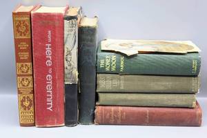 lot 1557 image: Collection of (8) Antique & Vintage Books - The Adventures of Huckleberry Finn, From Here To Eternity ...