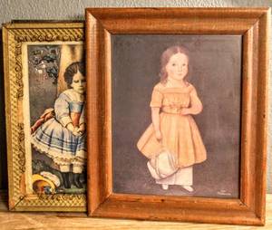 lot 1570 image: (4) Vintage Framed Arts of Children, Large 13 x 10 and Smallest 10 x 12