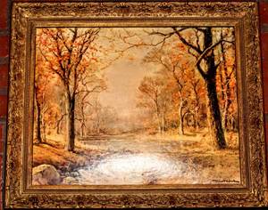 lot 1572 image: (2) Vintage Framed Prints 1959 Autumn Leaves By Robert Woods 24 x 20 and Young Girls 24 x 20