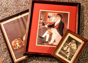 lot 1574 image: (3) Framed Art Pieces Largest Wanted A Home 21.5 x 14 & Boy and Dog 17.5 x 12.25 , and Which Beats