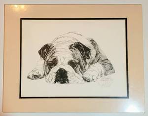 lot 1614 image: Limited Edition 90200, signed Lyn St. Clair Stubbs Bull Dog Double Matted