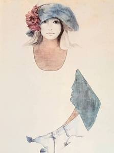 lot 1617 image: (5) Vintage Prints - Christine Rosamond Denim and Silk Lithograph Print 1975 - Raphael The Cowper Madonna print  more