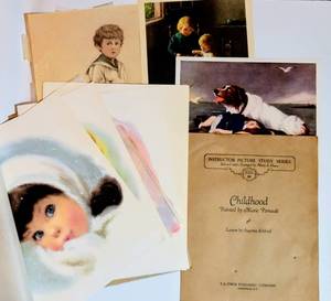 lot 1618 image: Northern Paper Mills Northern Tissue set of (5) portrait prints Little girls & baby (in original envelope) 1950s-60s, Instructor Picture Series - CHILDHOOD by Marie Perrault  more