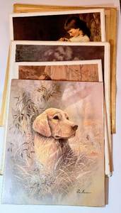 lot 1619 image: (5) Piece Art Print Lot - Includes Ruane Manning, Golden Beauty Golden Retriever Print still protected in original plastic.