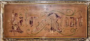 lot 1584 image: Antique Victorian Needlework Framed Labor Has Sure Reward 23 x 10.5