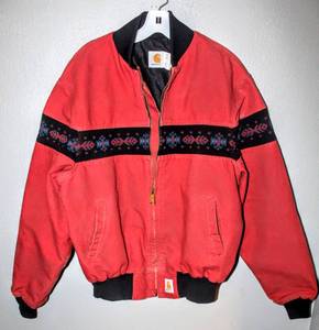 lot 1629 image: Carhartt Red Southwestern Aztec Vintage Coat - XLarge