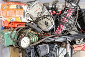 lot 2264 image: Large Bin FULL of Automotive Items, Several Manuals, Testers, Various Parts