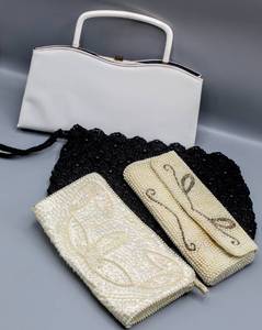 lot 1639 image: (4) Vintage Evening Handbags - Includes Styled by Simon Pearl Sequin Purse, And Clutch Handbag  more