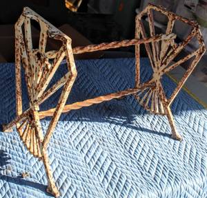 lot 1672 image: (5) Piece VintageAntique Lot - (2) Kettles, (1) Sensible Grinder, Vintage Farm Bucket Pail  Interesting Ornate Antique Metal Base Stand