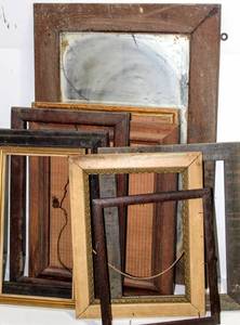 lot 1598 image: (9) Piece Lot of Vintage Picture Frames and Antique Dresser Mirror
