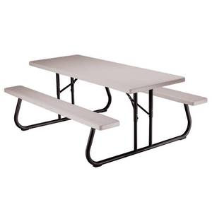 lot 6011 image: Lifetime 6 Foot Folding Picnic Table, Putty, 22119