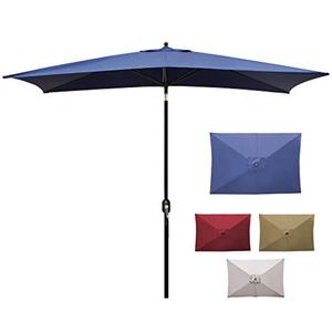 lot 6020 image: Blissun 10 Rectangular Patio Umbrella Outdoor Market Table Umbrella with Push Button Tilt and Crank (Grey)