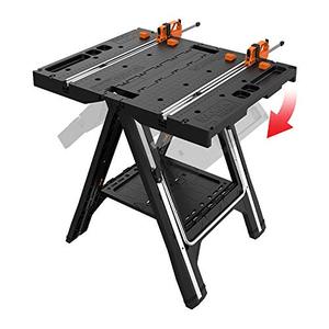 lot 6026 image: WORX Pegasus Multi-Function Work Table and Sawhorse with Quick Clamps and Holding Pegs �� WX051