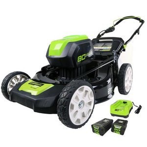 lot 6050 image: Greenworks PRO 21-Inch 80V Cordless Lawn Mower, Two 2.0AH Batteries