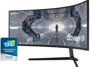 lot 6070 image: Samsung - Odyssey G9 49 LED Curved QHD FreeSync and G-SYNC Compatible QLED Monitor with HDR - BlackWhite