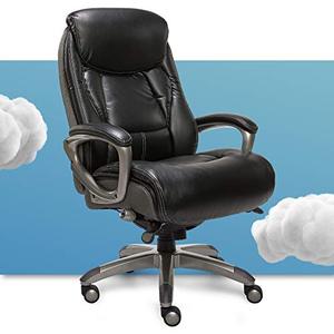 lot 6081 image: Serta Executive Office Chair with Smart Layers Technology, Leather and Mesh Ergonomic Computer Chair with Contoured Lumbar and ComfortCoils, Black and Gray