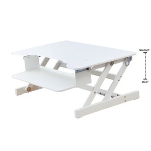 lot 6095 image: Rocelco 32 Height Adjustable Standing Desk Converter Quick Sit Stand Up Dual Monitor Riser Gas Spring Assist Tabletop Computer Workstation Large Retractable Keyboard Tray White (R ADRWL)