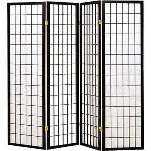 lot 6103 image: Coaster Oriental Style 4-Panel Room Screen Divider, Black Framed