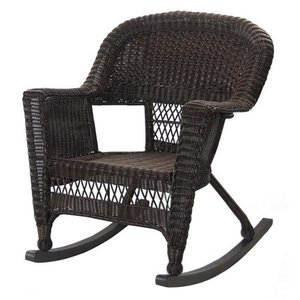 lot 6108 image: Jeco W00201R-A Two Espresso Rocker Wicker Chair And Table