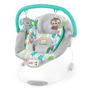 lot 6131 image: Bright Starts Cradling Bouncer Seat with Vibration and Melodies - Jungle Vines