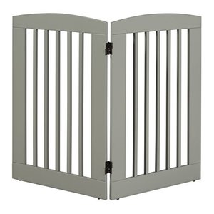 lot 6152 image: BarkWood Freestanding Wood Pet Gate - 2 Panel Expansion - Large - 36H - Grey Finish