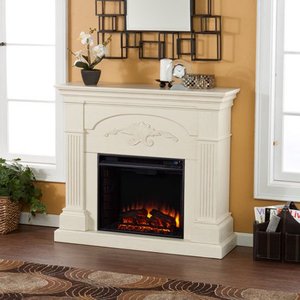 lot 6156 image: Southern Enterprises Chamberlain Electric Fireplace, Ivory