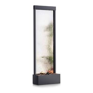 lot 6162 image: 72 Mirror Waterfall With Decorative Stones And Light - Silver - Alpine Corporation